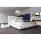 Lit design en cuir italien de luxe SILVER, blanc, 160x200
