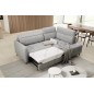 Canapé d'angle convertible en velours gris luxe 3 places BARTOLI, angle droit (vu de face)