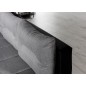 - Canapé d'angle convertible en tissu luxe gris et simili cuir noir, 5 places, angle gauche (vu de face) - OTELLO
