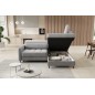 Canapé d'angle convertible en velours gris luxe 3 places BARTOLI, angle droit (vu de face)