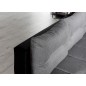 Canapé d'angle convertible en tissu luxe gris et simili cuir noir, 5 places, angle droit (vu de face) - OTELLO