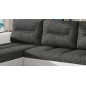 Canapé d'angle convertible en tissu luxe gris foncé et simili cuir blanc, 5 places, angle gauche (vu de face) - OTELLO