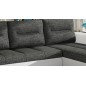 Canapé d'angle convertible en tissu luxe gris foncé et simili cuir blanc, 5 places, angle droit (vu de face) - OTELLO