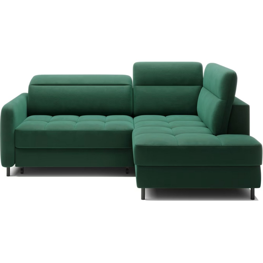 Canapé d'angle convertible en velours vert luxe 3 places BARTOLI, angle droit (vu de face) Canapé d'angle convertible en velours vert luxe 3 places BARTOLI, angle droit (vu de face)