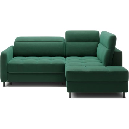 Canapé d'angle convertible en velours vert luxe 3 places BARTOLI