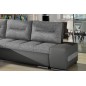 Canapé d'angle convertible en tissu luxe gris et simili cuir gris, 5 places, angle gauche (vu de face) - OTELLO