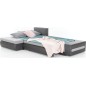 Canapé d'angle convertible en tissu luxe gris et simili cuir gris, 5 places, angle gauche (vu de face) - OTELLO