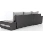 Canapé d'angle convertible en tissu luxe gris et simili cuir gris, 5 places, angle gauche (vu de face) - OTELLO