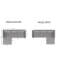 Canapé d'angle convertible en tissu luxe gris et simili cuir gris, 5 places, angle gauche (vu de face) - OTELLO