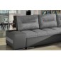 Canapé d'angle convertible en tissu luxe gris et simili cuir gris, 5 places, angle droit (vu de face) - OTELLO