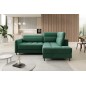 Canapé d'angle convertible en velours vert luxe 3 places BARTOLI, angle droit (vu de face) Canapé d'angle convertible en velours vert luxe 3 places BARTOLI, angle droit (vu de face)