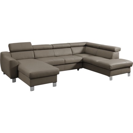 2eme paiement de la commande : Canapé d'angle convertible en cuir italien de luxe 7/8 places aston, taupe, angle droit: 6x sans