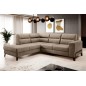 Canapé d'angle convertible - CASTA VELOURS - en tissu Luxe, beige, 5/6 places, angle gauche (vu de face)