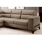 Canapé d'angle convertible - CASTA VELOURS - en tissu Luxe, beige, 5/6 places, angle gauche (vu de face)