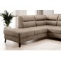 Canapé d'angle convertible - CASTA VELOURS - en tissu Luxe, beige, 5/6 places, angle gauche (vu de face)