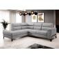 - Canapé d'angle convertible - CASTA VELOURS - en tissu Luxe, gris, 5/6 places, angle gauche (vu de face)