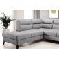 - Canapé d'angle convertible - CASTA VELOURS - en tissu Luxe, gris, 5/6 places, angle gauche (vu de face)
