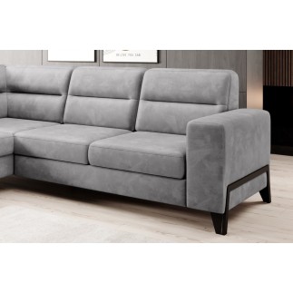 - Canapé d'angle convertible - CASTA VELOURS - en tissu Luxe, gris, 5/6 places, angle gauche (vu de face)