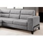 - Canapé d'angle convertible - CASTA VELOURS - en tissu Luxe, gris, 5/6 places, angle gauche (vu de face)