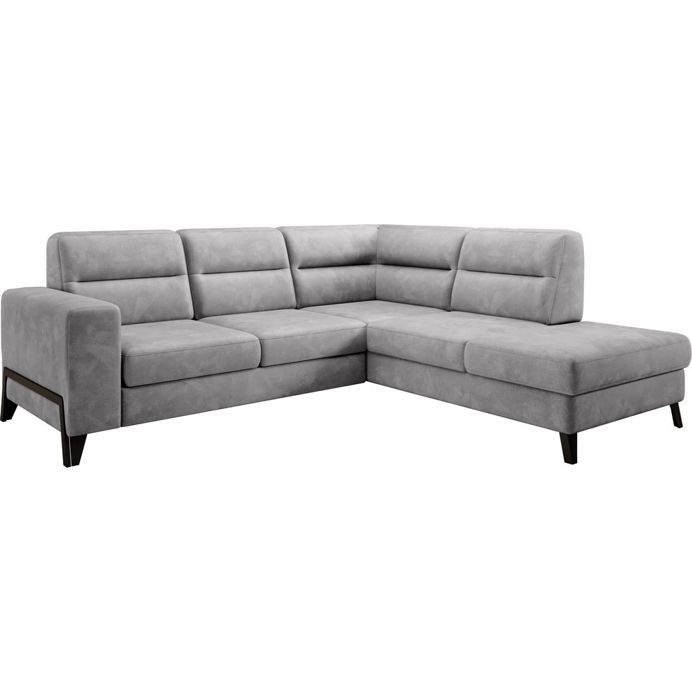 Canapé d'angle convertible - CASTA VELOURS - en tissu Luxe, gris, 5/6 places, angle droit (vu de face)