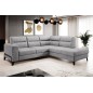 Canapé d'angle convertible - CASTA VELOURS - en tissu Luxe, gris, 5/6 places, angle droit (vu de face)