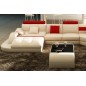 Canapé d'angle en cuir italien 8 places NORDIK, blanc et rouge, angle droit Canapé d'angle en cuir italien 8 places NORDIK, blanc et rouge, angle droit