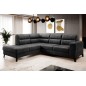 Canapé d'angle convertible - CASTA VELOURS - en tissu Luxe, anthracite, 5/6 places, angle gauche (vu de face)