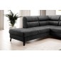Canapé d'angle convertible - CASTA VELOURS - en tissu Luxe, anthracite, 5/6 places, angle gauche (vu de face)