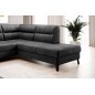 Canapé d'angle convertible - CASTA VELOURS - en tissu Luxe, anthracite, 5/6 places, angle droit (vu de face)