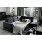Canapé d'angle convertible - CASTA VELOURS - en tissu Luxe, anthracite, 5/6 places, angle droit (vu de face)