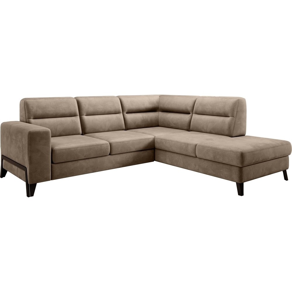Canapé d'angle convertible - CASTA VELOURS - en tissu Luxe, beige, 5/6 places, angle droit (vu de face)
