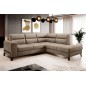Canapé d'angle convertible - CASTA VELOURS - en tissu Luxe, beige, 5/6 places, angle droit (vu de face)