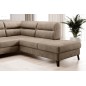 Canapé d'angle convertible - CASTA VELOURS - en tissu Luxe, beige, 5/6 places, angle droit (vu de face)