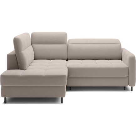 Canapé d'angle convertible en velours beige luxe 3 places BARTOLI