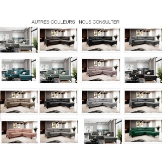 Canapé d'angle convertible - CASTA VELOURS - en tissu Luxe, beige, 5/6 places, angle droit (vu de face)