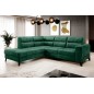 Canapé d'angle convertible - CASTA VELOURS - en tissu Luxe, VERT, 5/6 places, angle gauche (vu de face)