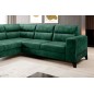 Canapé d'angle convertible - CASTA VELOURS - en tissu Luxe, VERT, 5/6 places, angle gauche (vu de face)