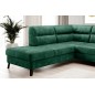 Canapé d'angle convertible - CASTA VELOURS - en tissu Luxe, VERT, 5/6 places, angle gauche (vu de face)