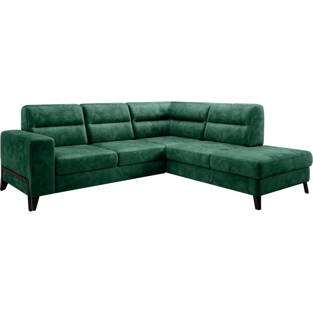 Canapé d'angle convertible - CASTA VELOURS - en tissu Luxe, vert, 5/6 places, angle droit (vu de face)