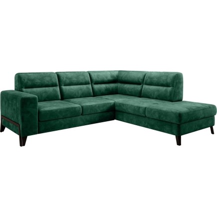 Canapé d'angle convertible - CASTA VELOURS - en tissu Luxe, vert, 5/6 places, angle droit (vu de face)