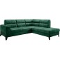 Canapé d'angle convertible - CASTA VELOURS - en tissu Luxe, vert, 5/6 places, angle droit (vu de face)