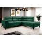 Canapé d'angle convertible - CASTA VELOURS - en tissu Luxe, vert, 5/6 places, angle droit (vu de face)