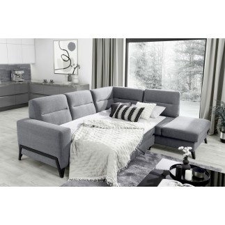 Canapé d'angle convertible - CASTA VELOURS - en tissu Luxe, vert, 5/6 places, angle droit (vu de face)