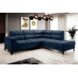 Canapé d'angle convertible - CASTA VELOURS - en tissu Luxe, bleu, 5/6 places, angle droit (vu de face)