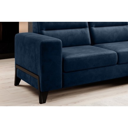 Canapé d'angle convertible - CASTA VELOURS - en tissu Luxe, bleu, 5/6 places, angle droit (vu de face)
