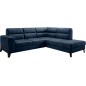 Canapé d'angle convertible - CASTA VELOURS - en tissu Luxe, bleu, 5/6 places, angle droit (vu de face)