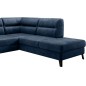 Canapé d'angle convertible - CASTA VELOURS - en tissu Luxe, bleu, 5/6 places, angle droit (vu de face)