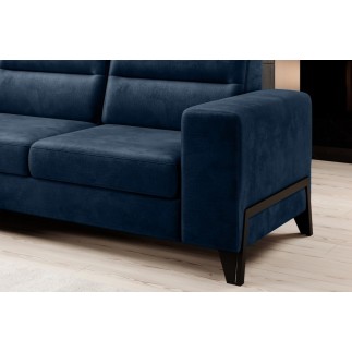 Canapé d'angle convertible - CASTA VELOURS - en tissu Luxe, bleu, 5/6 places, angle droit (vu de face)