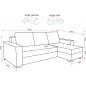- Canapé d'angle convertible en tissu luxe gris foncé et simili cuir blanc, 5 places, avec coffre, angle gauche (vu de face), NE