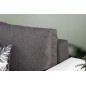 - Canapé d'angle convertible en tissu luxe gris foncé et simili cuir blanc, 5 places, avec coffre, angle gauche (vu de face), NE